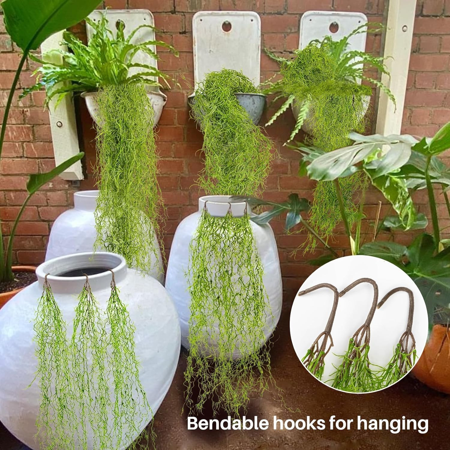 Faux Spanish Moss – Artificial Hanging Moss Bulk for Plants 3PCS Fake Green-2