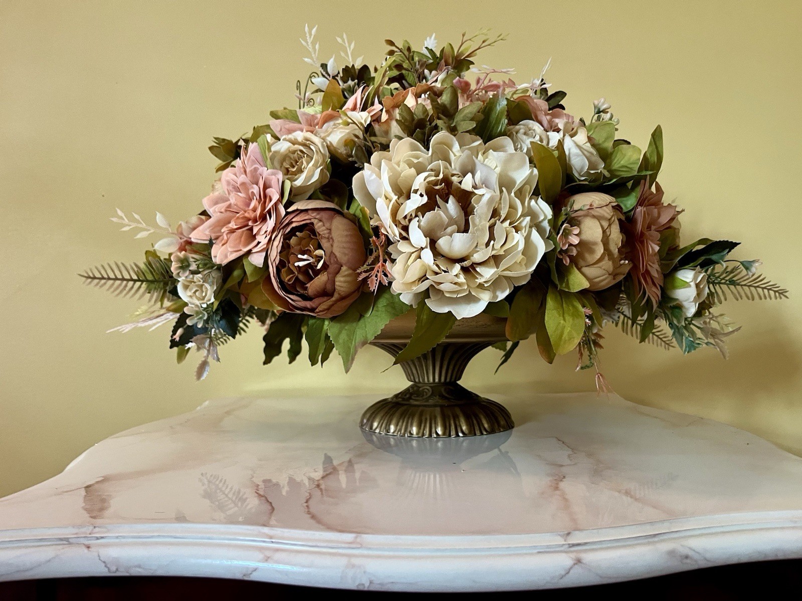 Brown Peony And Cream Chrysanthemum Floral Arrangement Year Round Floral