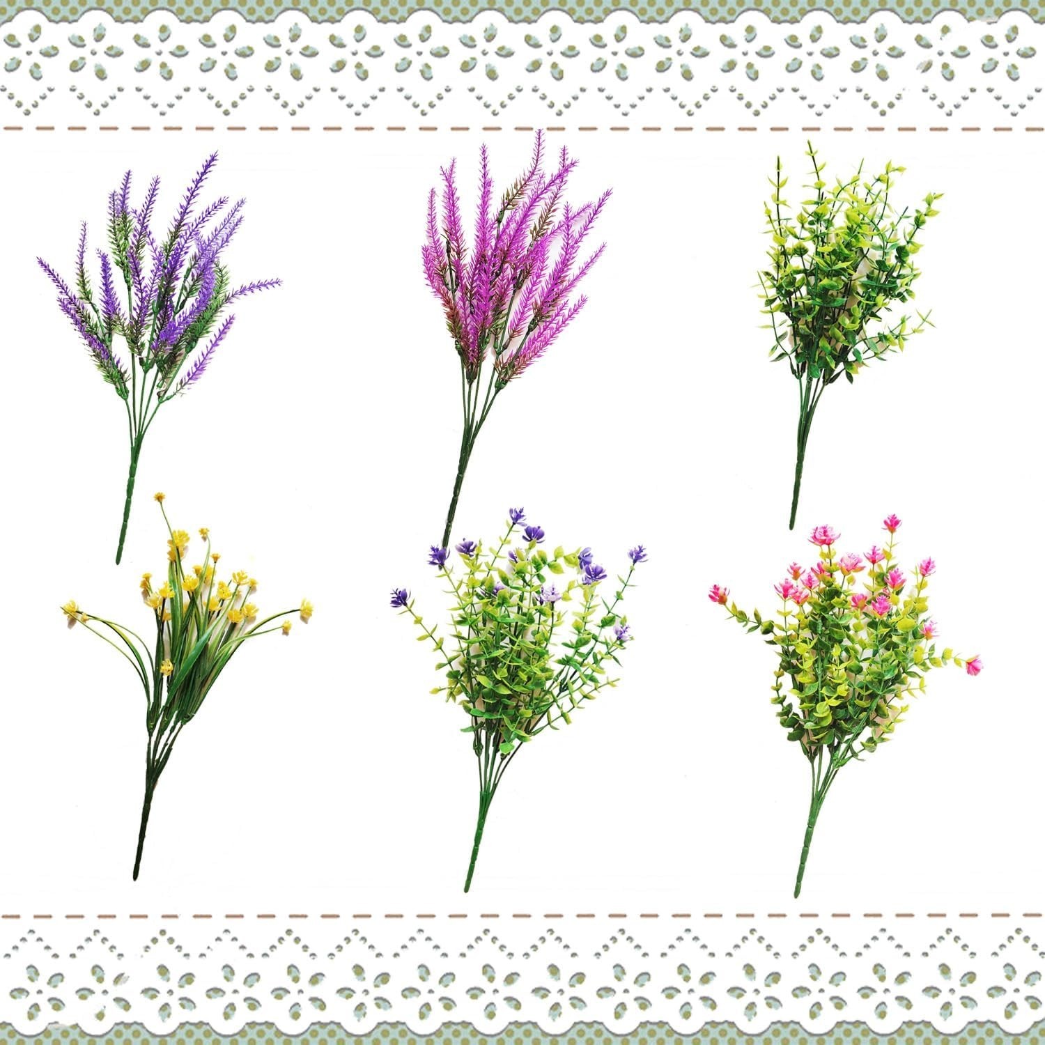Vivid Realistic 6-Pack Faux Flowers – Perfect for Indoor and Outdoor Decor