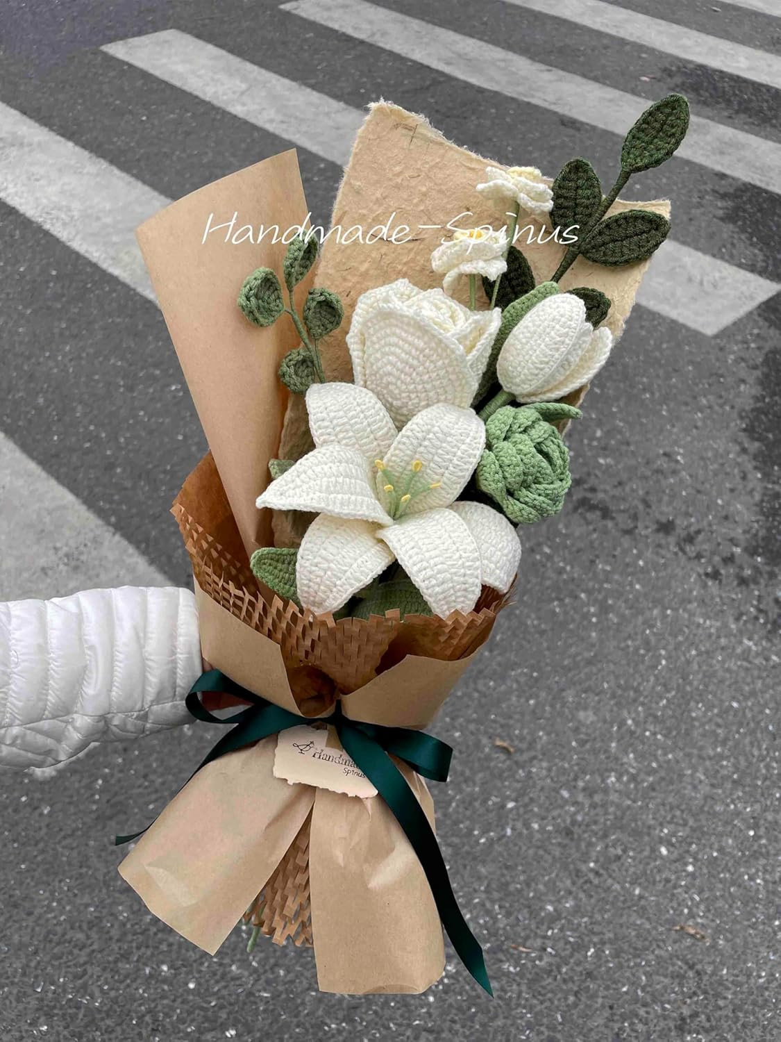Luxury Handmade Crochet Flower Bouquet – Eternal Lily & Roses Gift