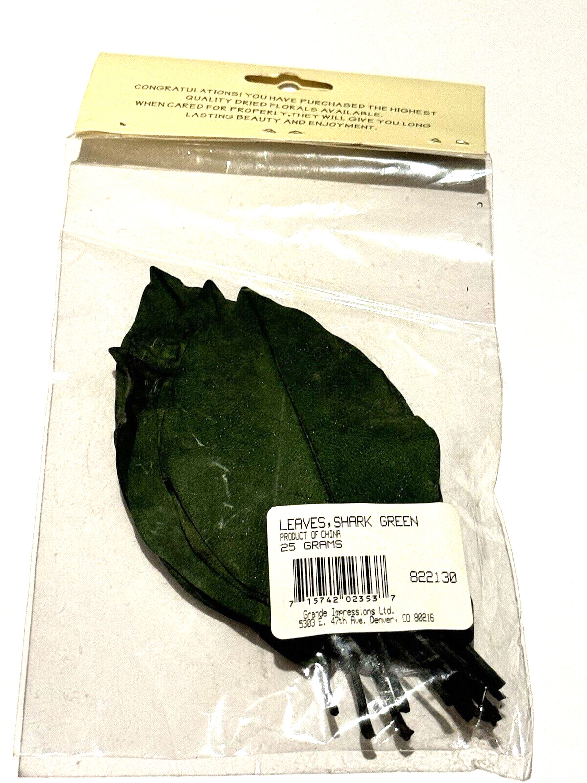 Grand Impressions Dried Florals Leaves Leaf Shark Green 822130 Wedding Craft NEW