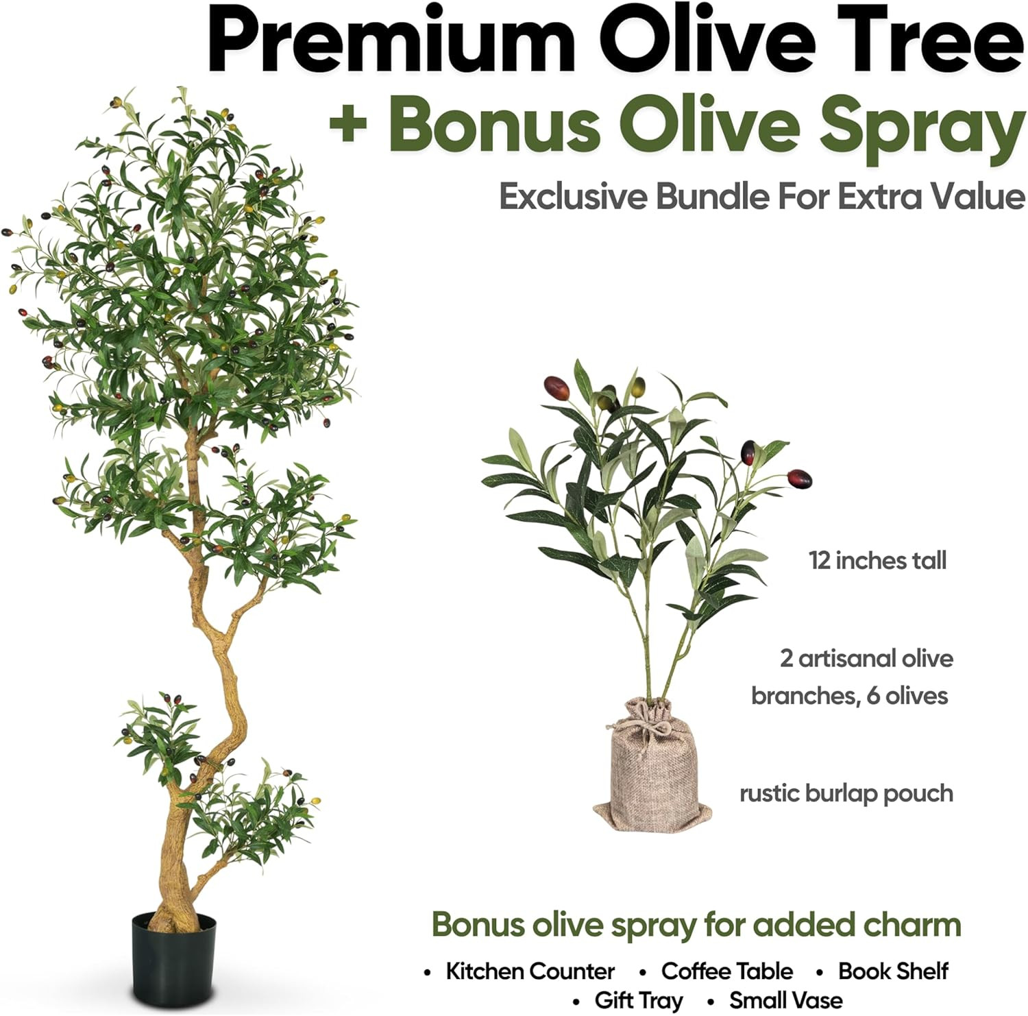 Fake Olive Tree 7.0 Feet – Artificial Plants Indoor, Faux Olive Tree, Fake Tree