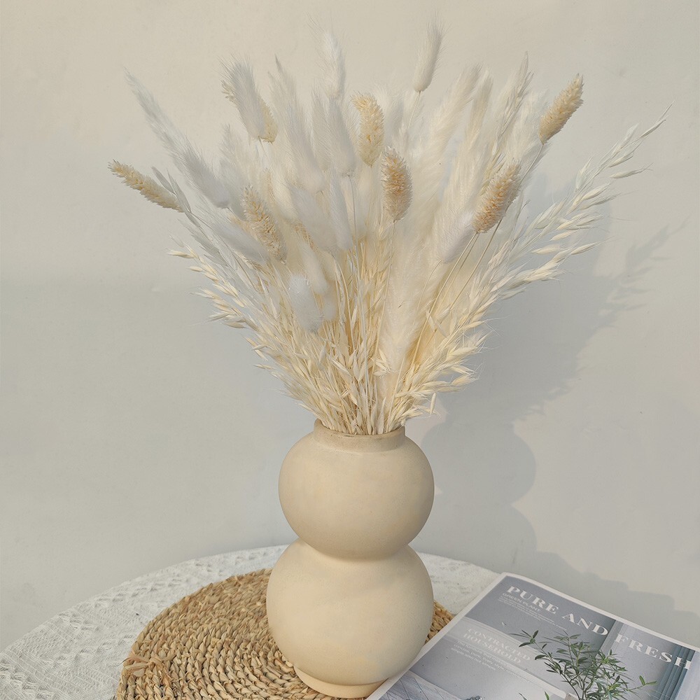 75 Pcs Dried White Pampas Grass 17″ Decor for DIY Flower Arrangements #20