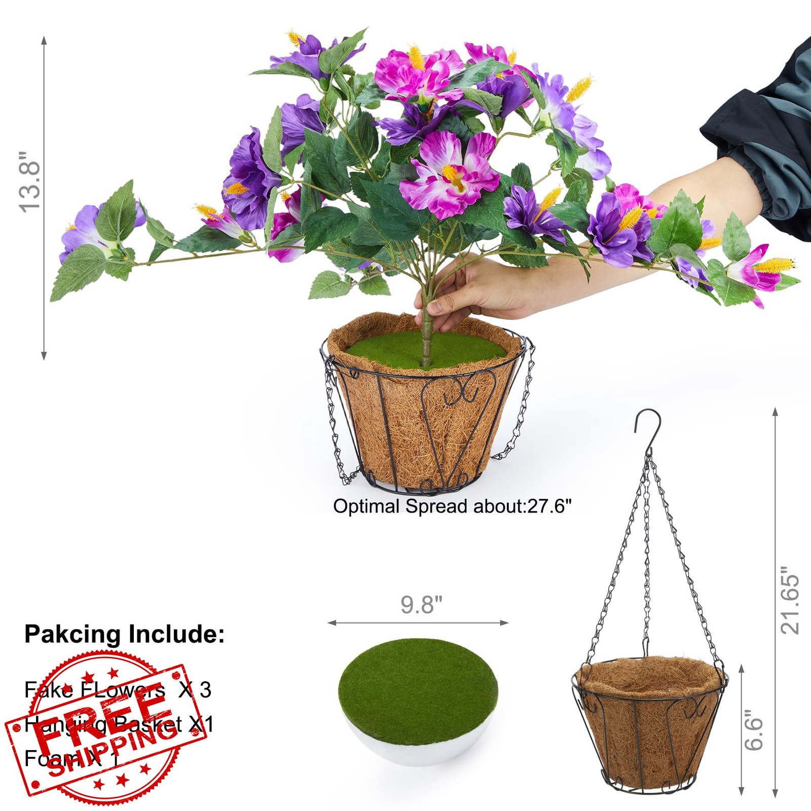 INXUGAO 3 Bunches Artificial Hibiscus Flowers Outdoor UV Resistant Silk Purple