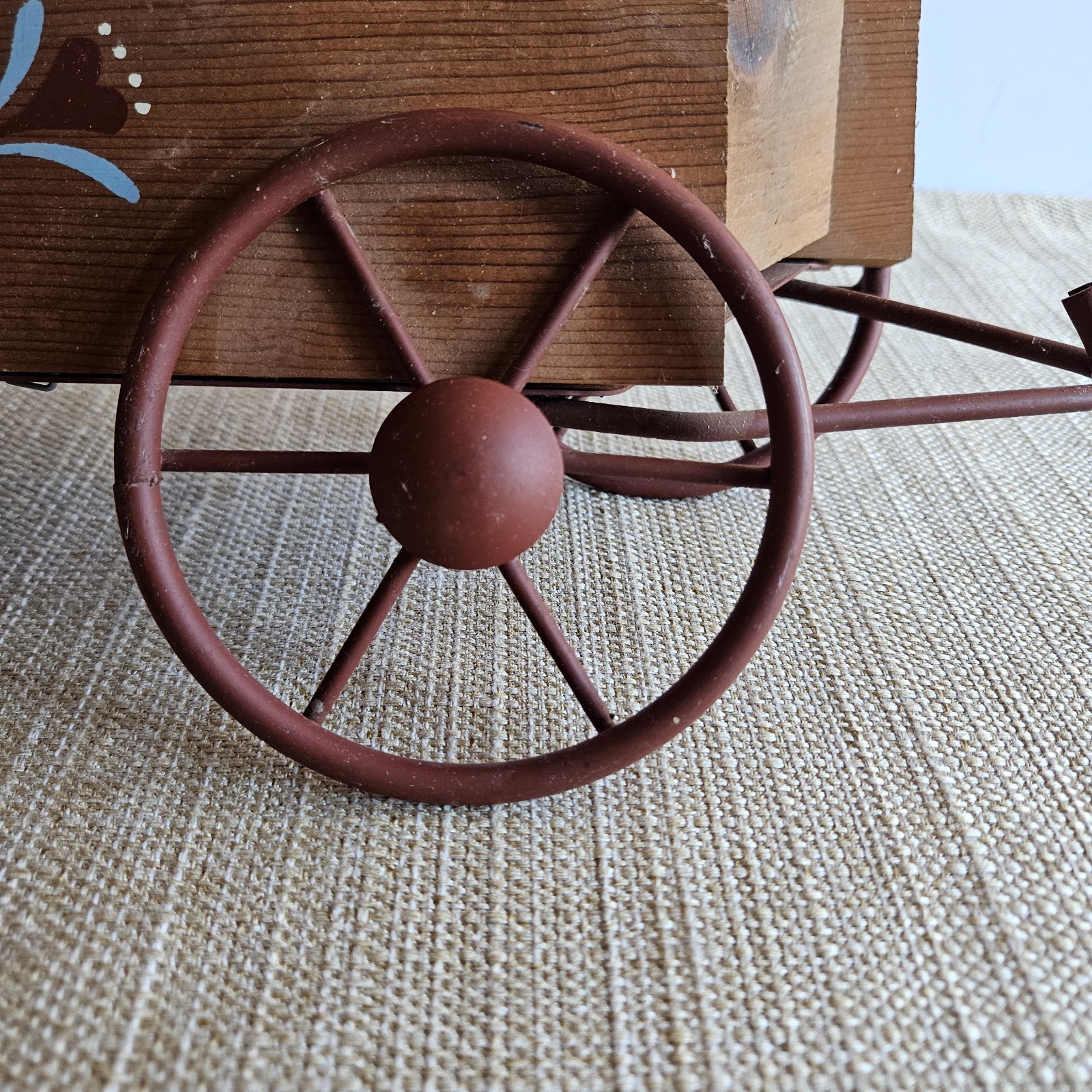 Rustic Wooden Wagon Decor Primitive Farmhouse Country Planter Cart 13″