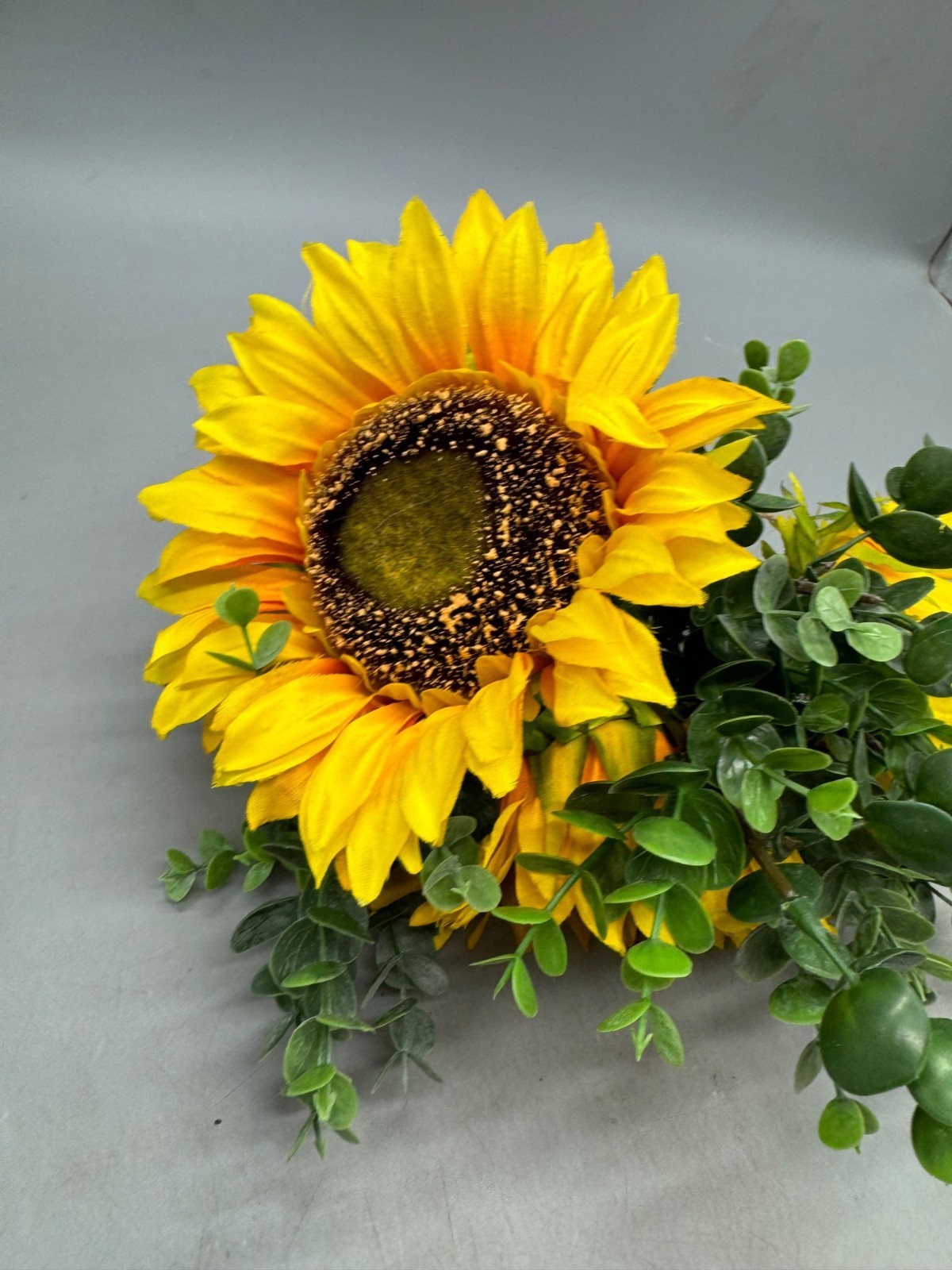 Artificial Sunflower Bouquet Eucalyptus Greenery 16″ Faux Floral Arrangement