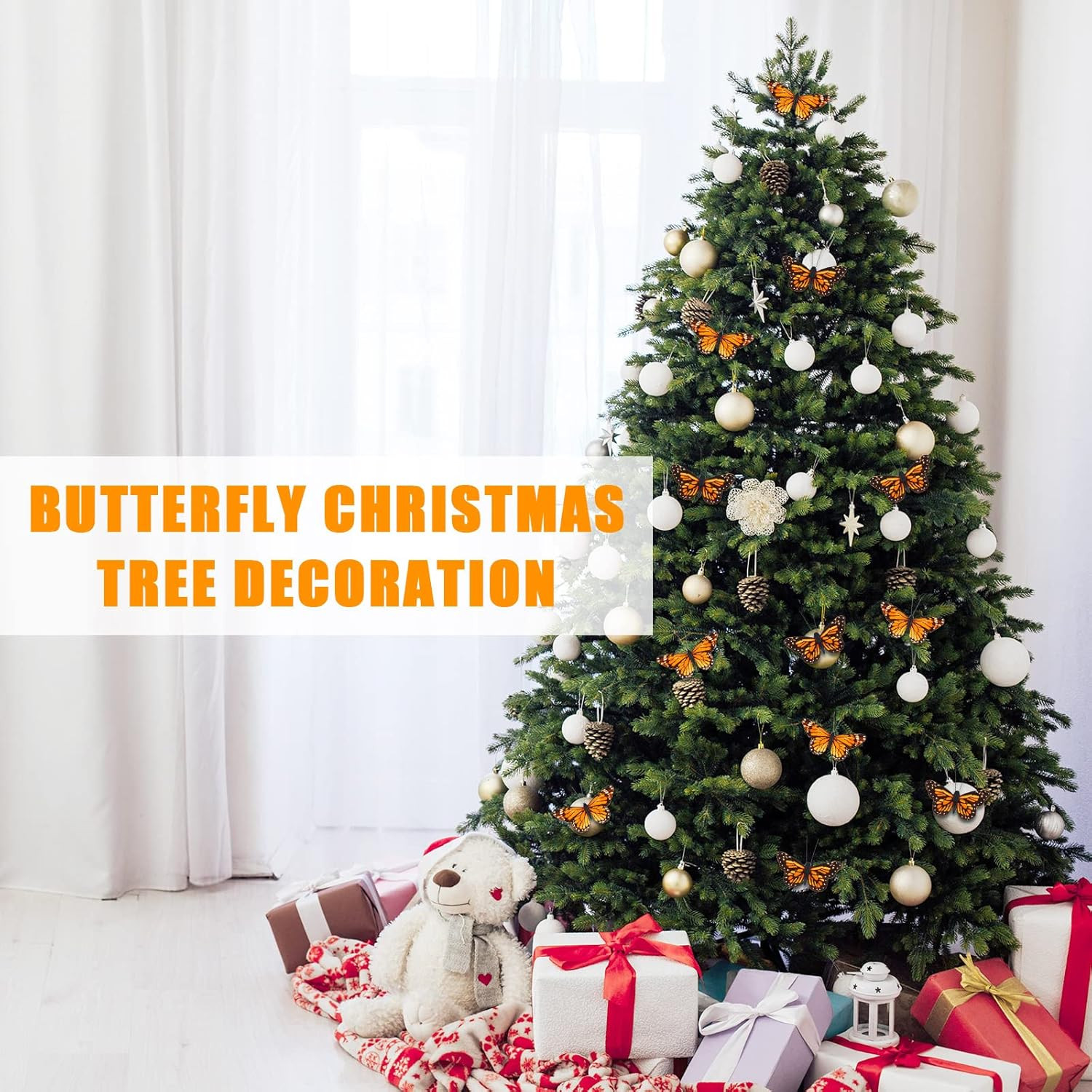 Ysleen 12 Set Monarch Butterfly Decoration Artificial Butterflies Feather Picks
