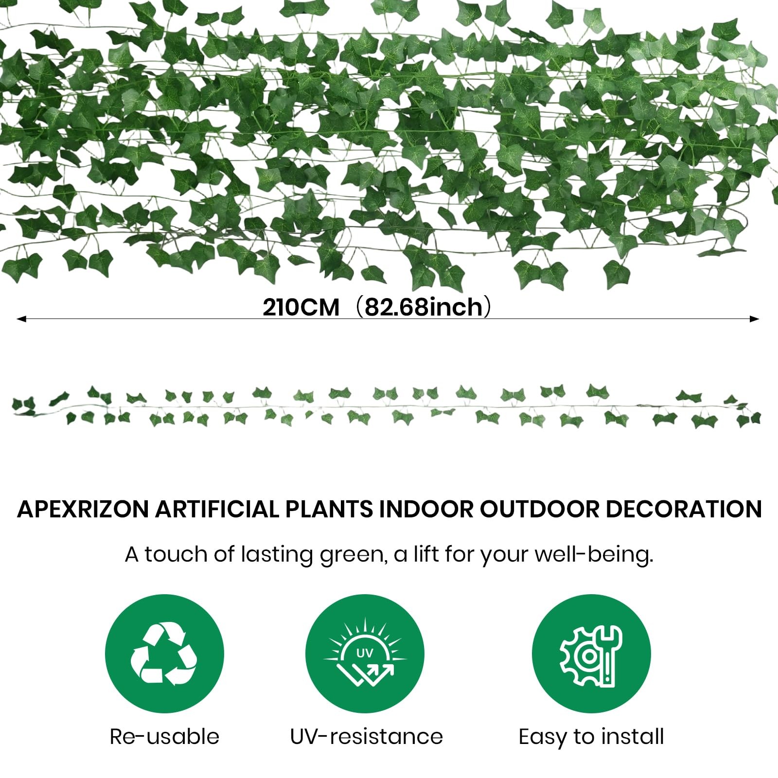 Fake Ivy 36 Pack 168FT Artificial Plants Indoor Outdoor Fake Plants Green Lea…