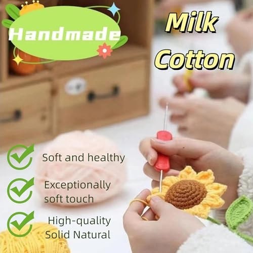 Handmade Crochet Flower Bouquet – Sunflower, Daisy & Lily – Faux Plants Home Dec