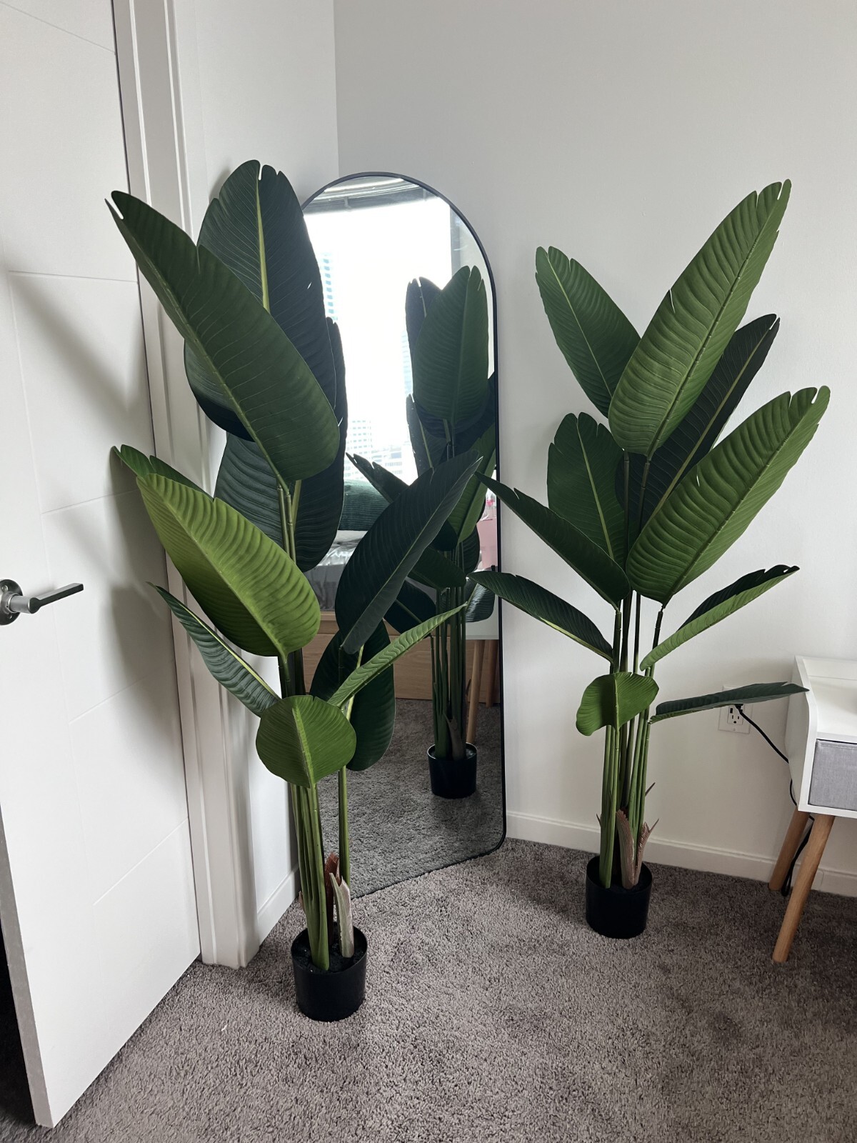 Set of 2 Fake Plants 5 Feet Tall Artificial Fern Trees Bird of Paradise NEW!