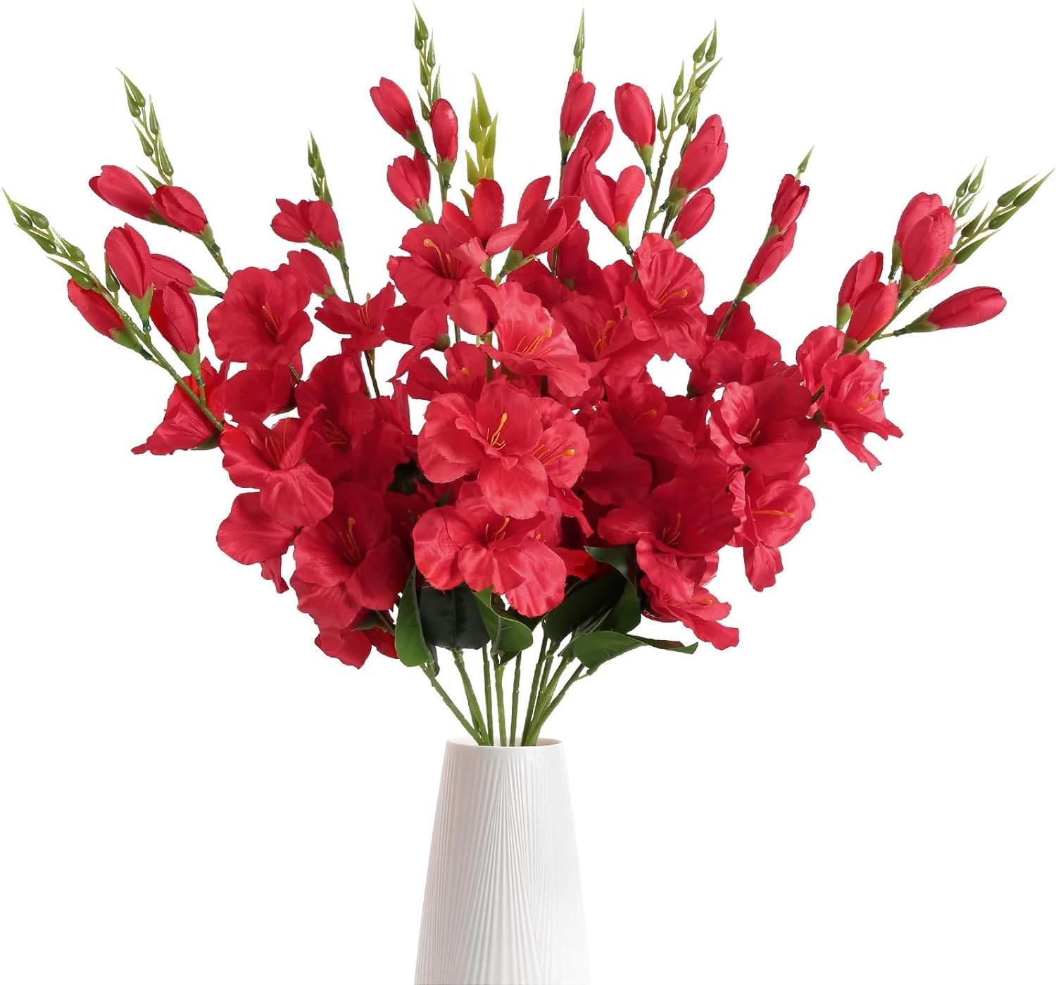 Artificial Red Gladiolus Flowers 30in Long Stem Fake Silk Artificial Flowers