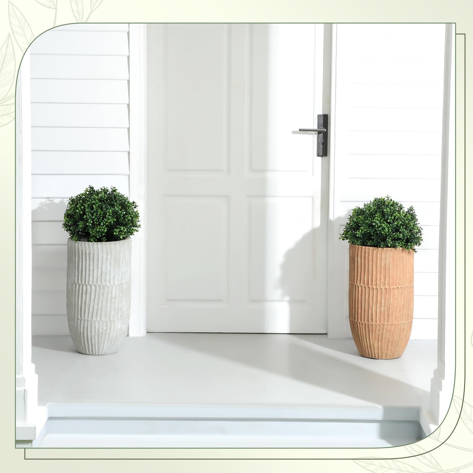 2 Pack 18″ Artificial Boxwood Ball Topiary Trees – UV Resistant Faux Plants for