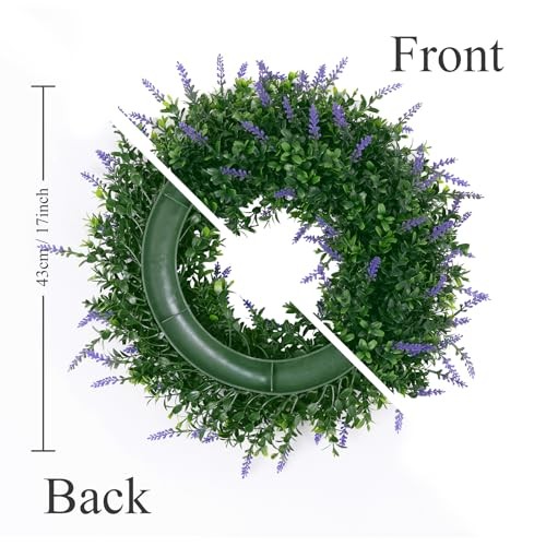17″ Spring Summer Wreath for Door Green Boxwood Wreath Greenery Hanging