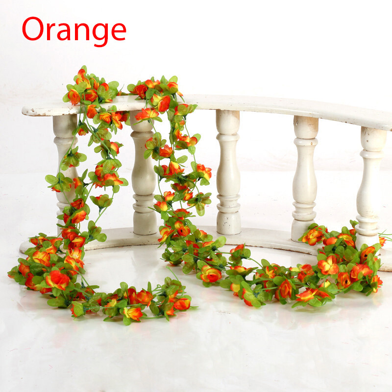 1PCS Silk Rose Artificial Flowers Vine Garland Fake Ivy Arch Hanging Fake Plant