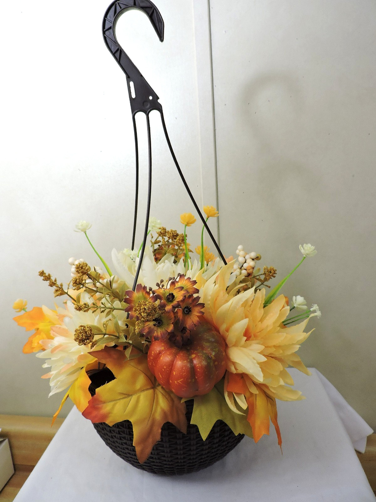 Artificial Hanging Flowers Basket Faux Fall Decor NWT Beautiful