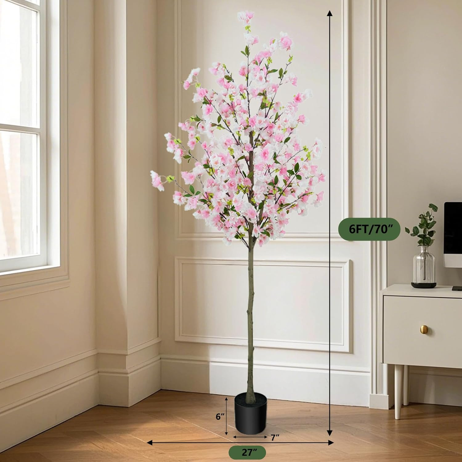 6FT Realistic Cherry Blossom Tree in Pot for Home & Event Décor