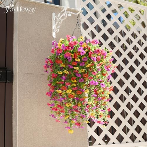 Artificial Hanging Flowers for Outdoors Spring Summer 8PCS Summer Color