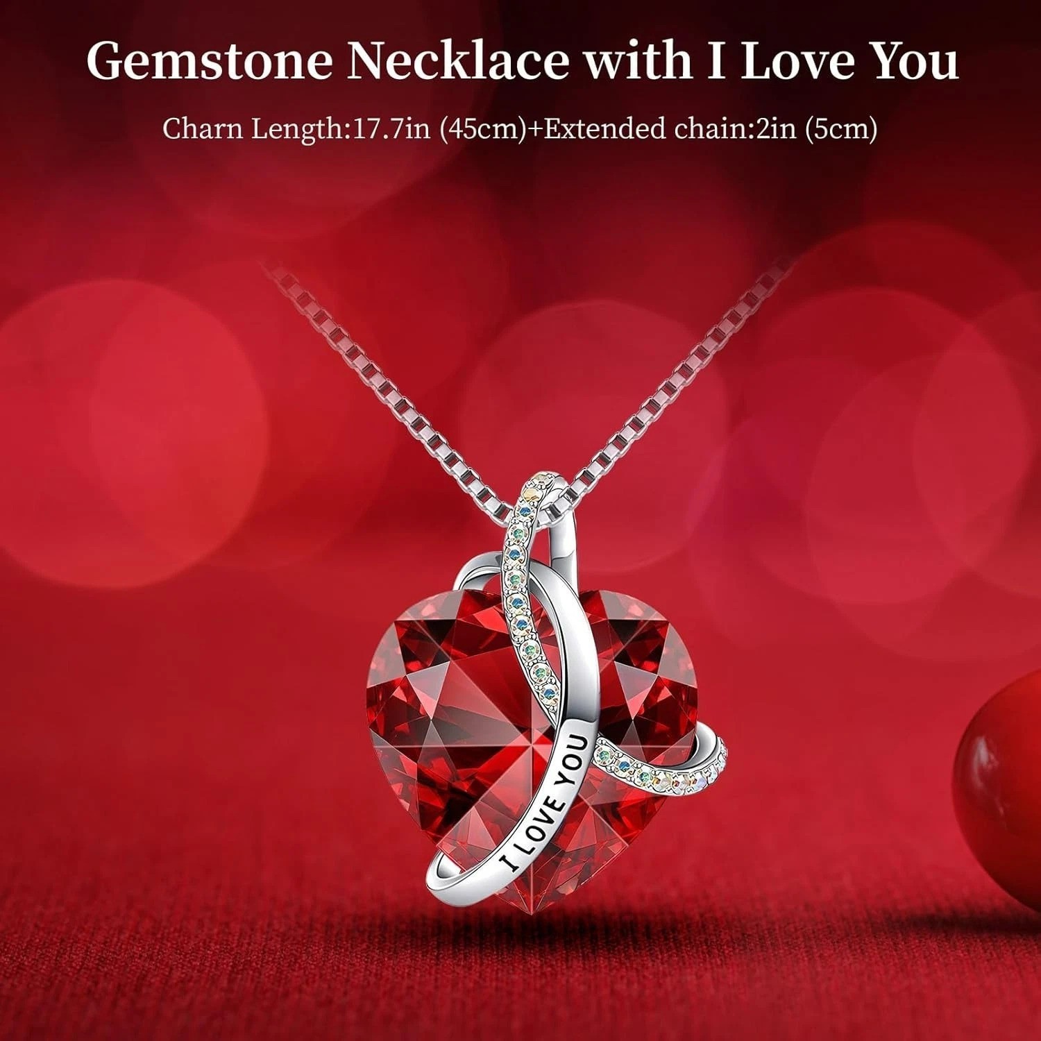 Preserved Real Red Rose with l Love You Necklace Forever Flowers Rose Valenti…