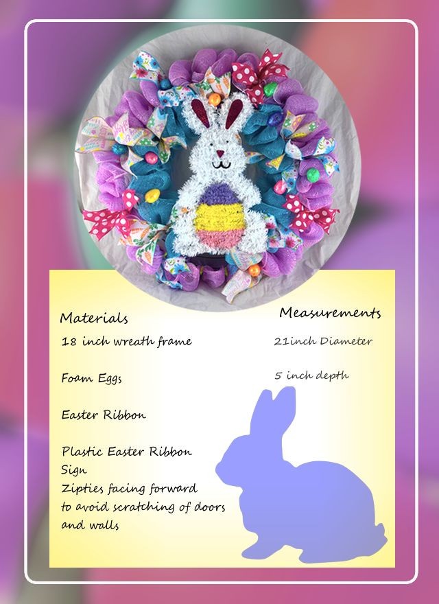 21 inch Pretty Double Layer Poof Easter Ribbon Wreath