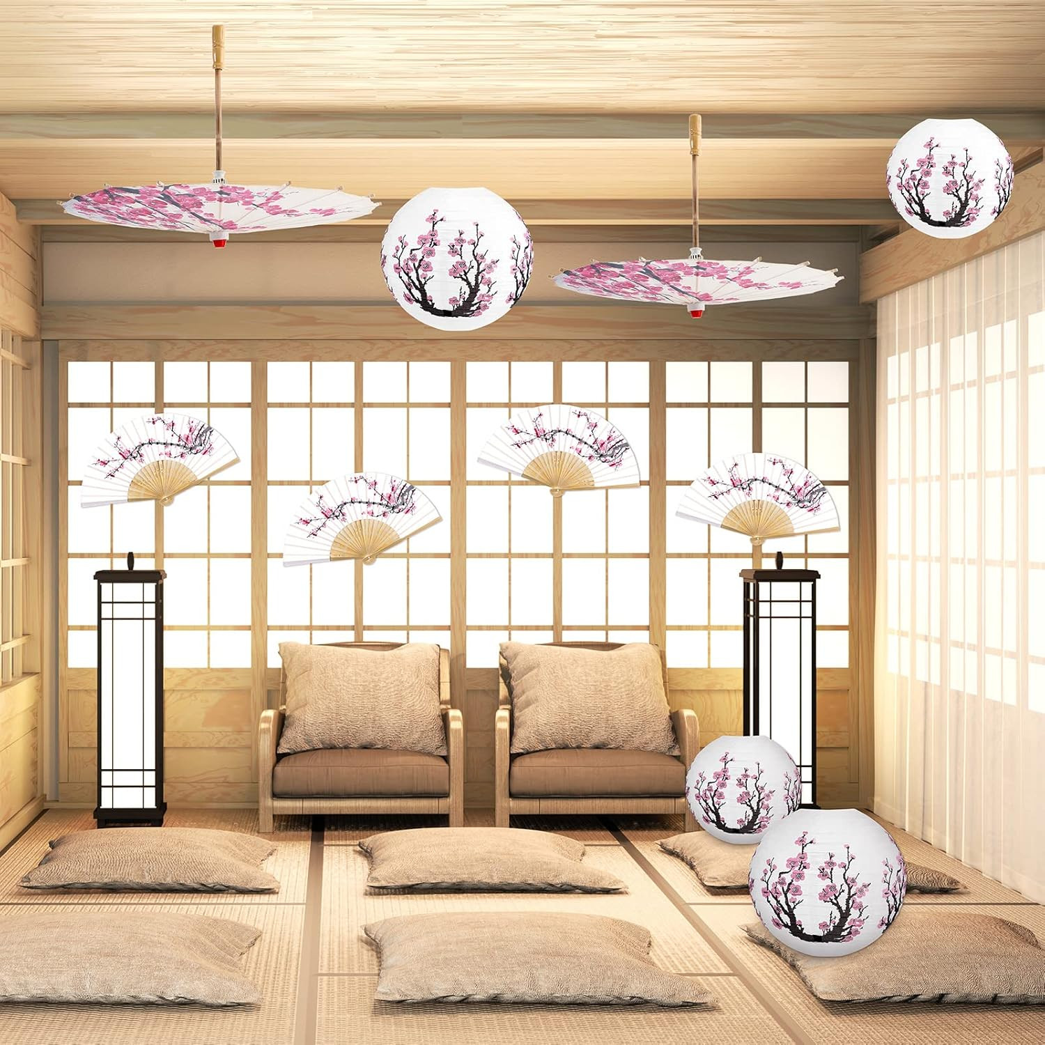 12 Pcs Cherry Japanese Blossom Decor Set Chinese New Year Decorations 4 Blossom