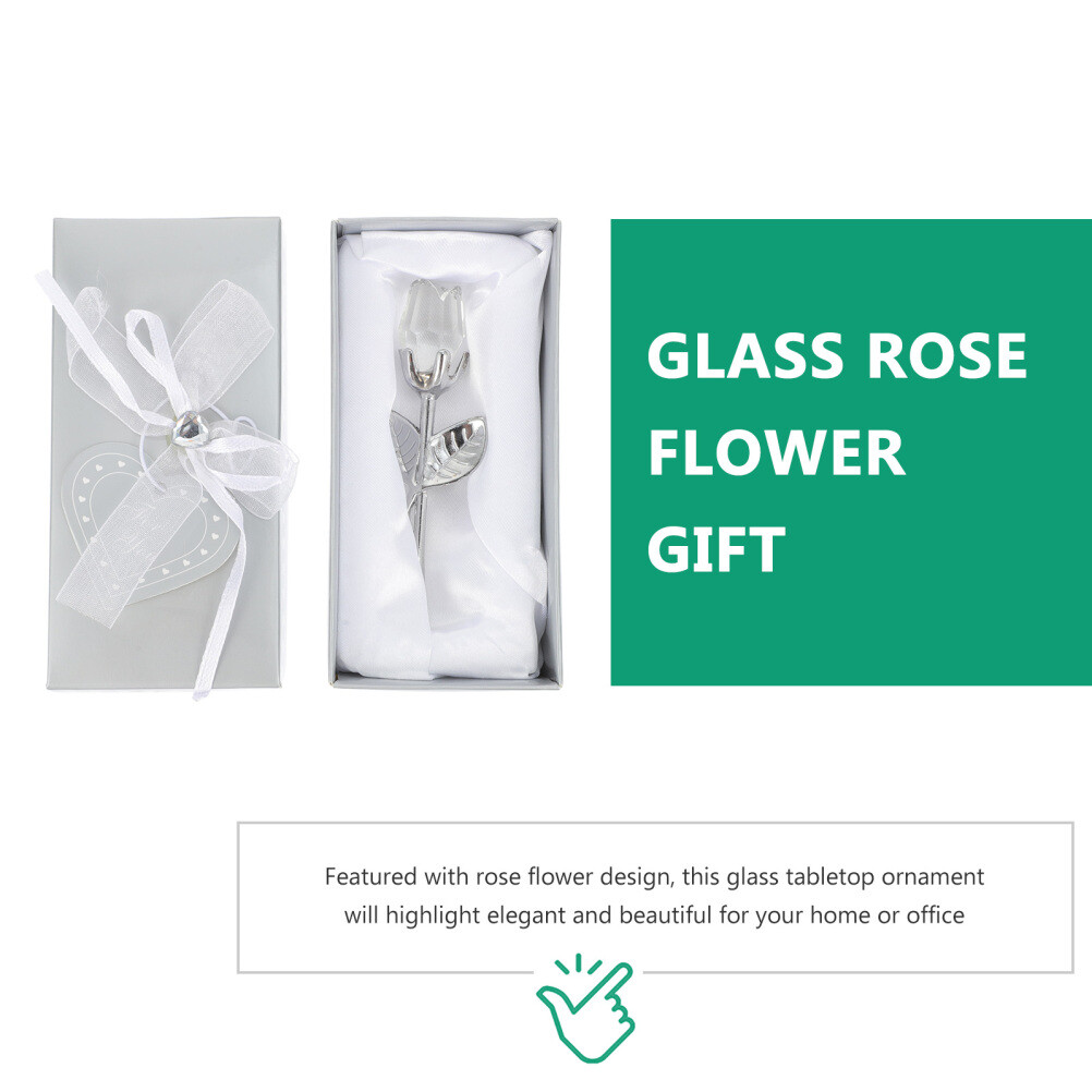 Miniature Rose Figurine Paperweight Figurine Hand Blown Adornment Wedding
