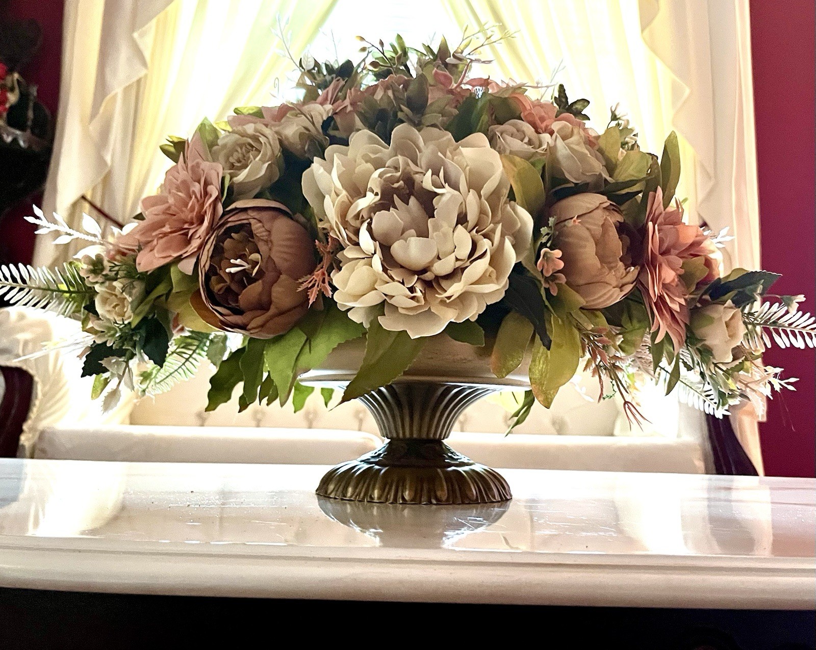 Brown Peony And Cream Chrysanthemum Floral Arrangement Year Round Floral