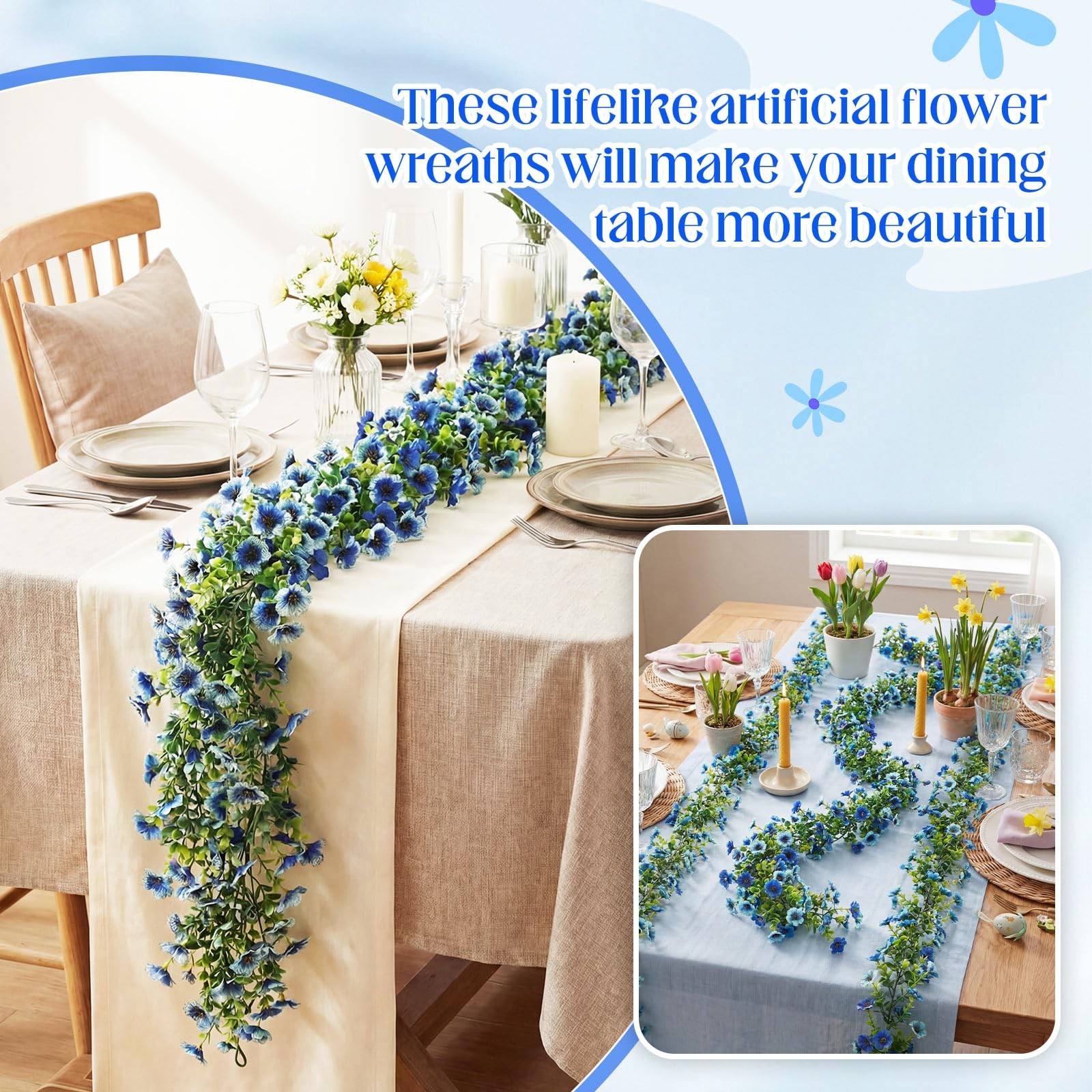 2 Pcs 6 ft Artificial Flowers Wisteria Garland Fake Hanging Wisteria Flowers …