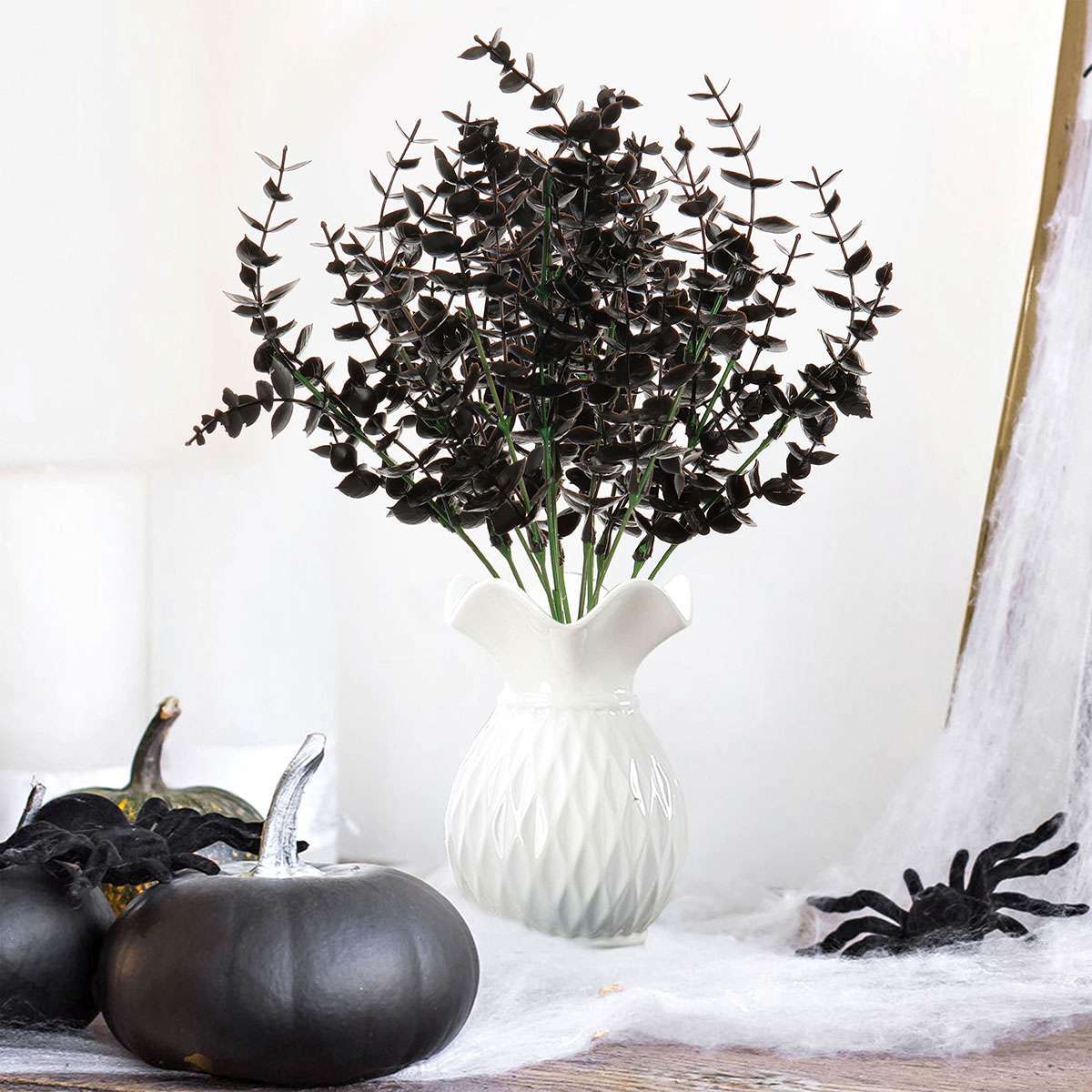 Artificial Eucalyptus Leaves Stem Garland Wreath For Halloween Party Office&Home