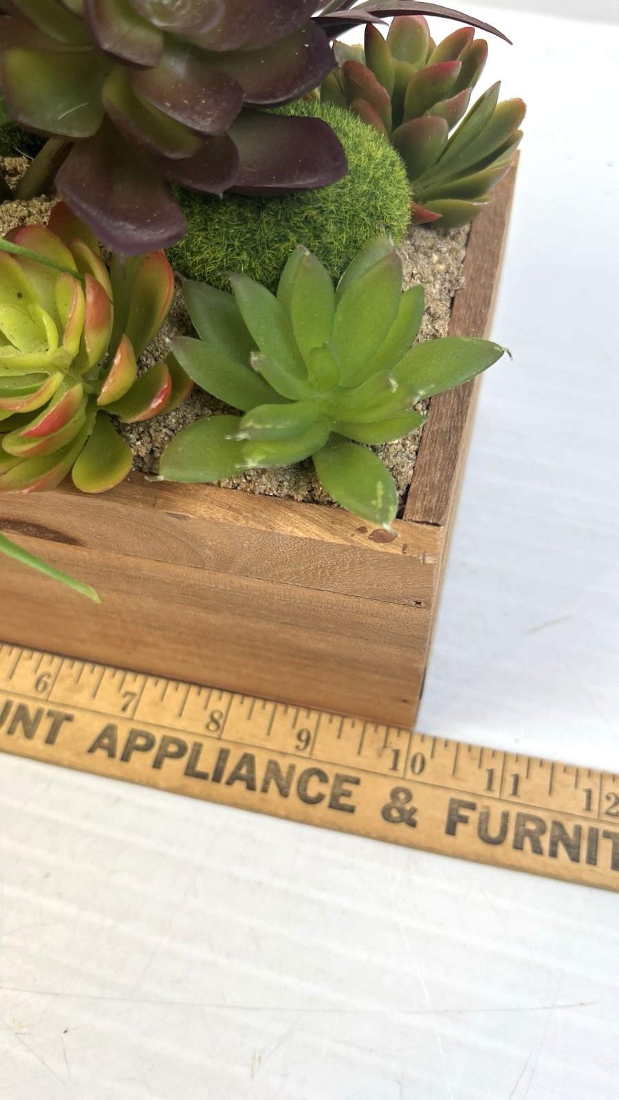 Decorative Faux Succulent Arrangement Home Decor Wooden Planter Box Rustic