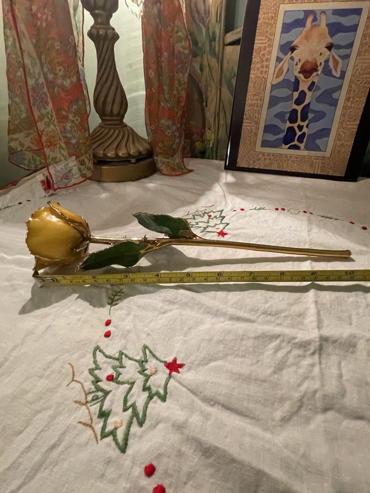 24K Gold Dipped Coated Real Rose Yellow 11”