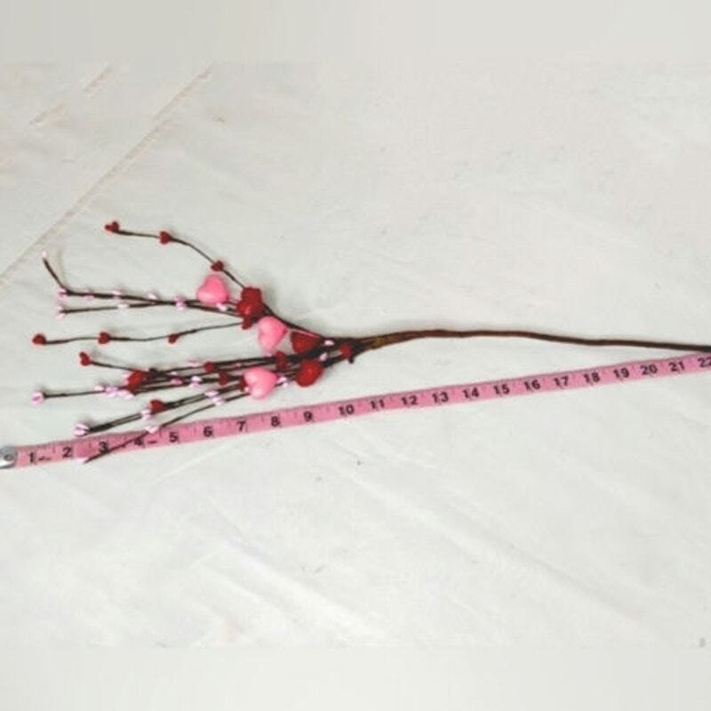 Pink and Red Hearts and Red Pips Valentine’s Day Floral Stem Spray Pick Decor