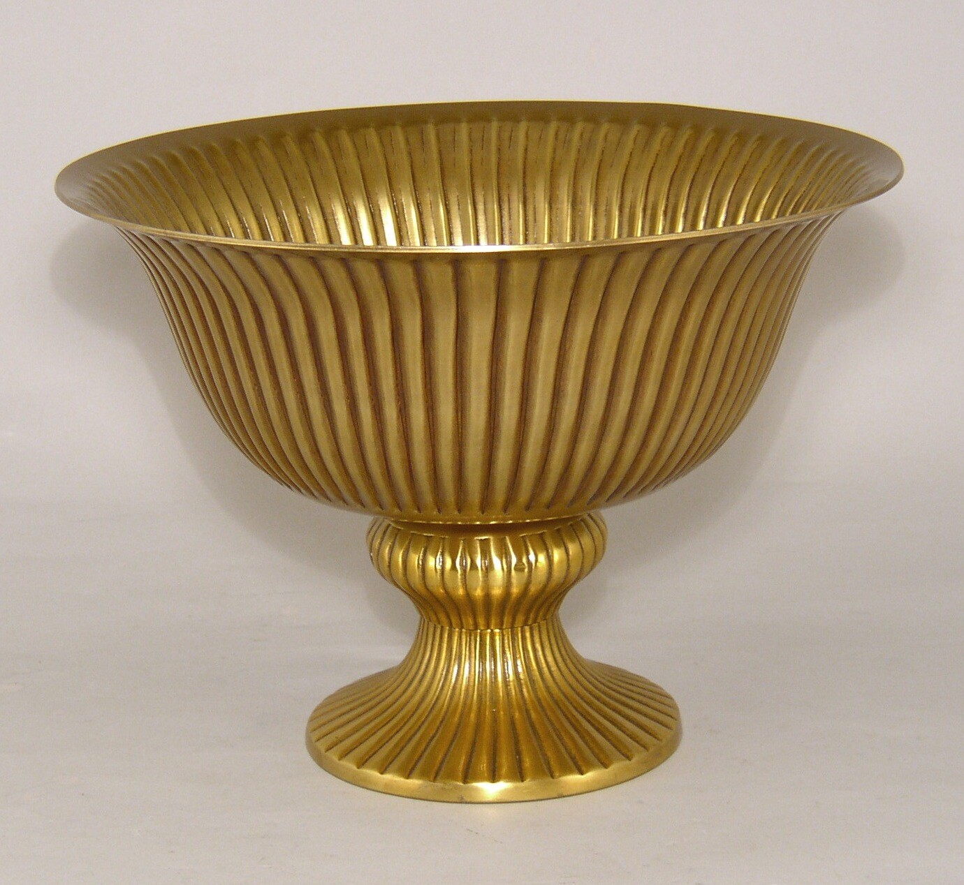 Compote Bowl 10″D 7″Hi Revere Gold Finish Aluminum Pedestal Base FREE SHIPPING