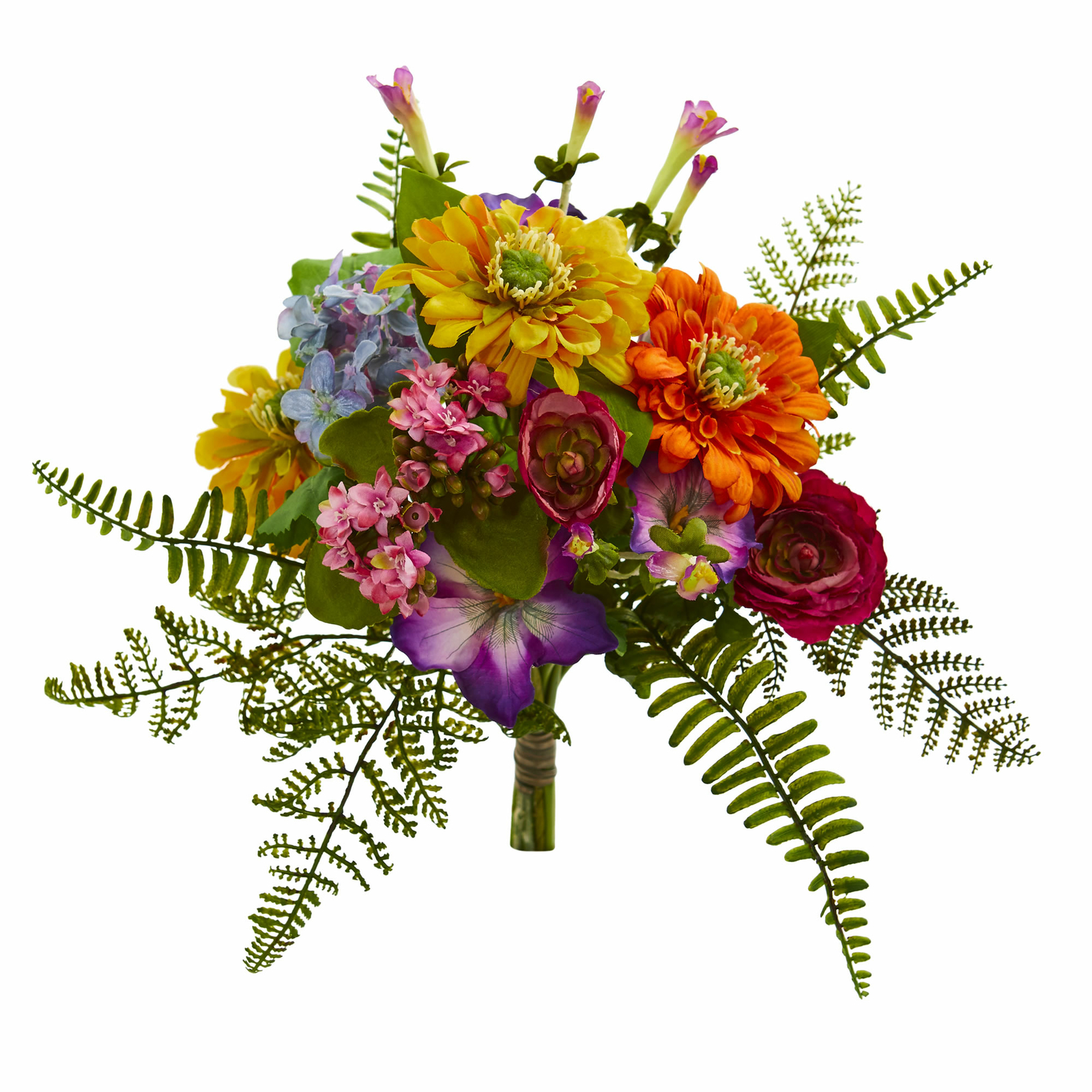 Nearly Natural 13” Mixed Flowers Artificial Bush Floral Arrangement Set Of 2
