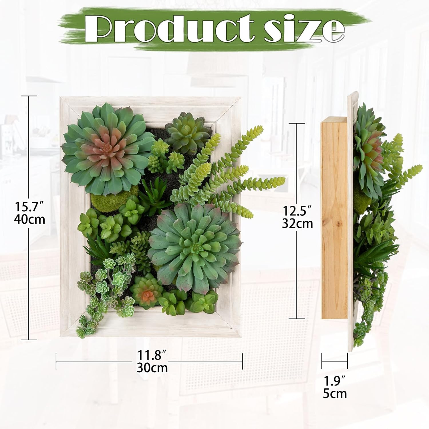 Hollyone Artificial Succulents Hanging Plants Large Rectangle Wall Shelves Fake