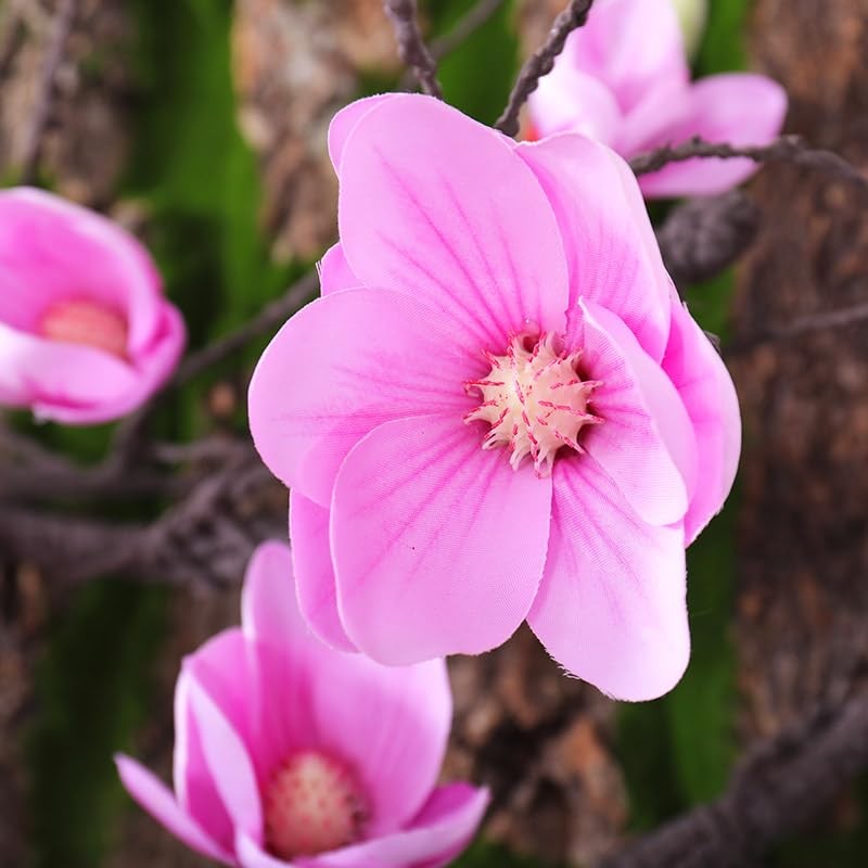 118in Faux Magnolia Orchid Flores Garland Hanging Vines(Fuchsia)