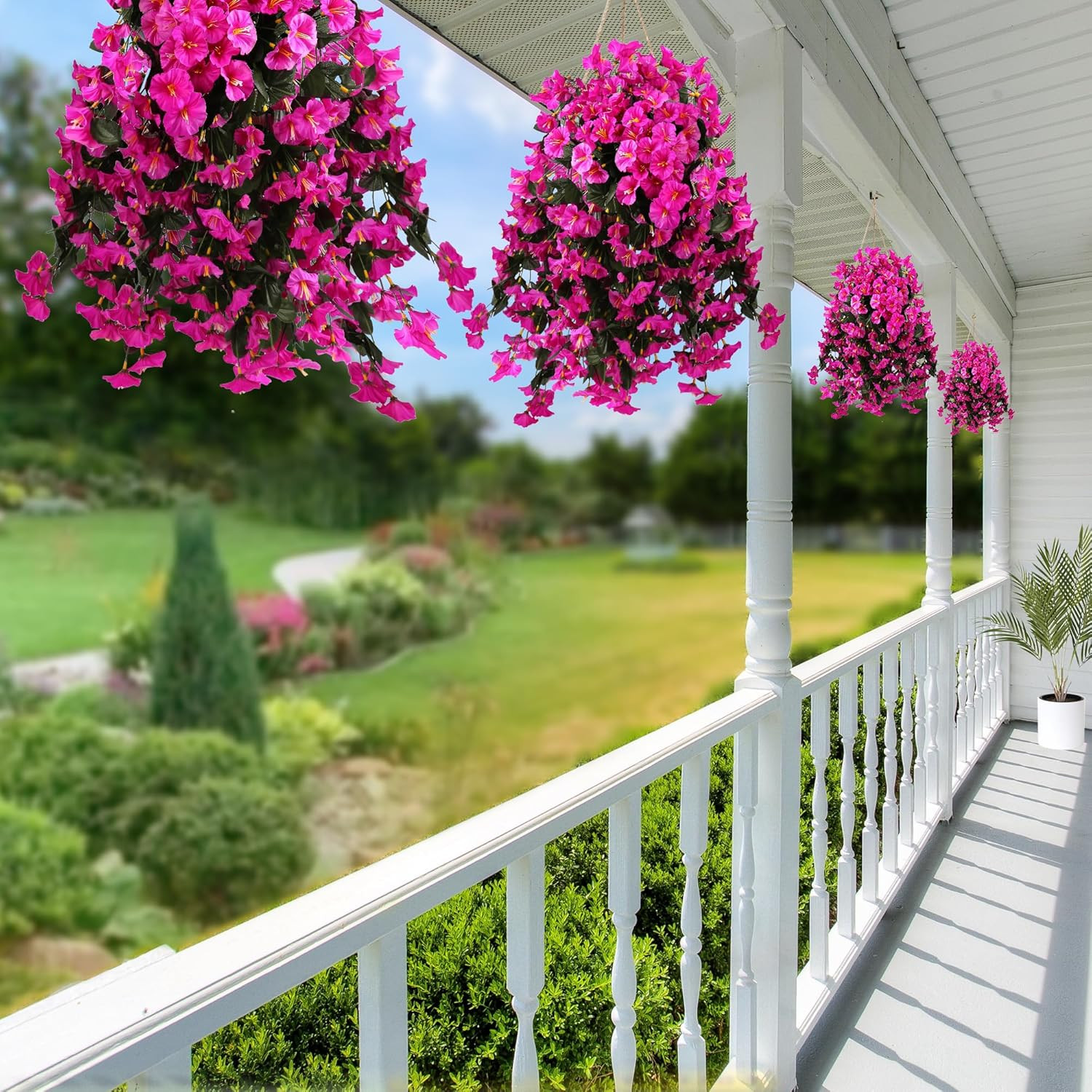 Artificial Fake Hanging Flowers Plants for Outdoor outside Spring Summer Deco…