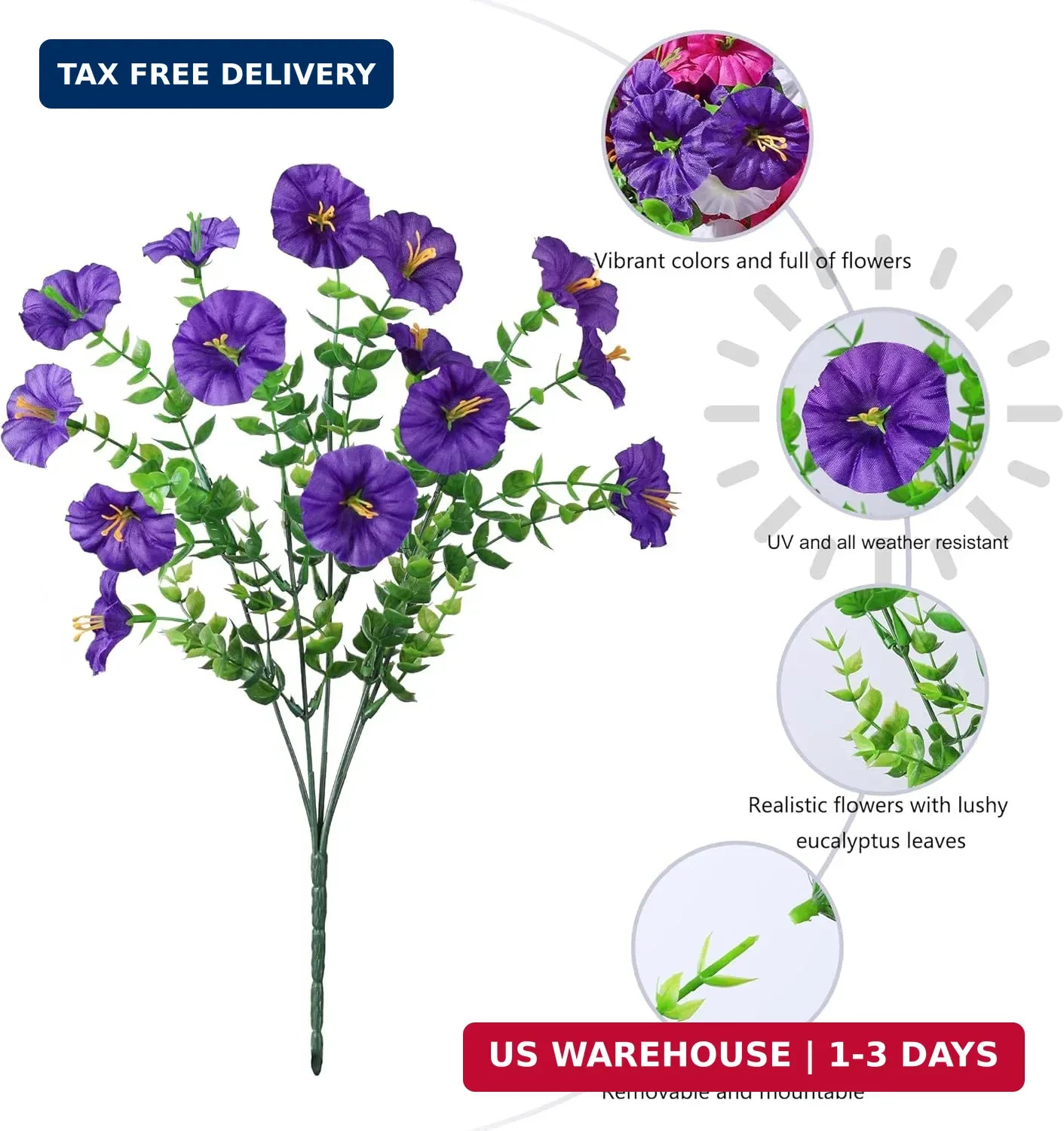 Ivydale 24 Bundles Artificial Flowers for Outdoors Spring Plants Outdoor Decor,