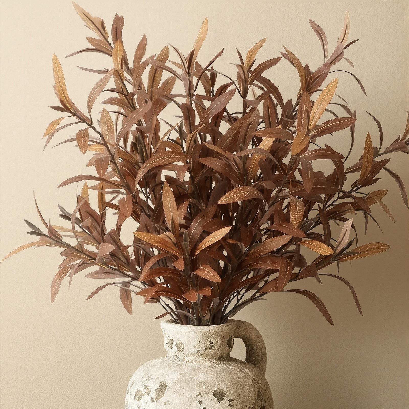 6Pcs Faux Olive Branches for Vases,23.6” Tall Faux Fall Stems for Vases,Brow…