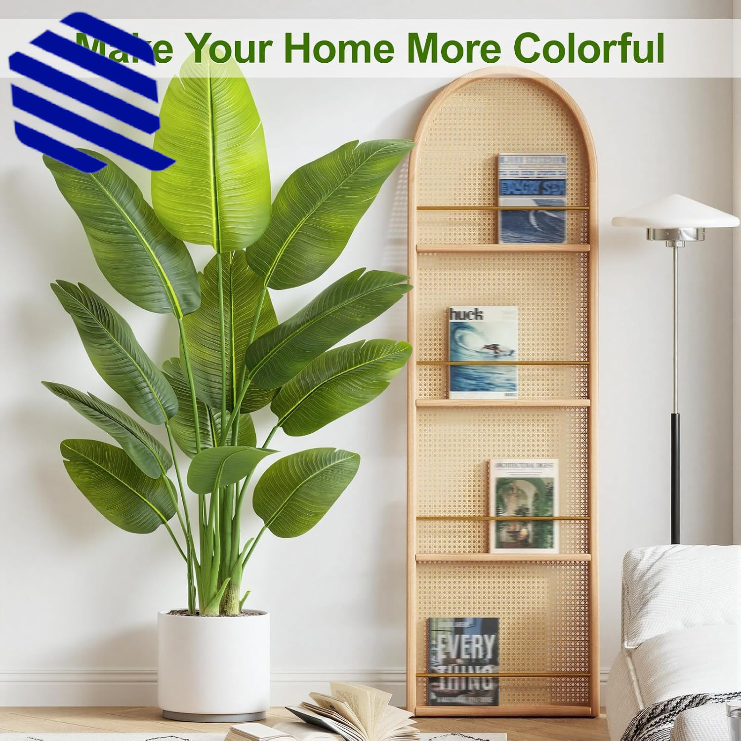 Lifelike Bird of Paradise Artificial Plant 5ft Faux Banana Leaf Tree w 12 Trunks