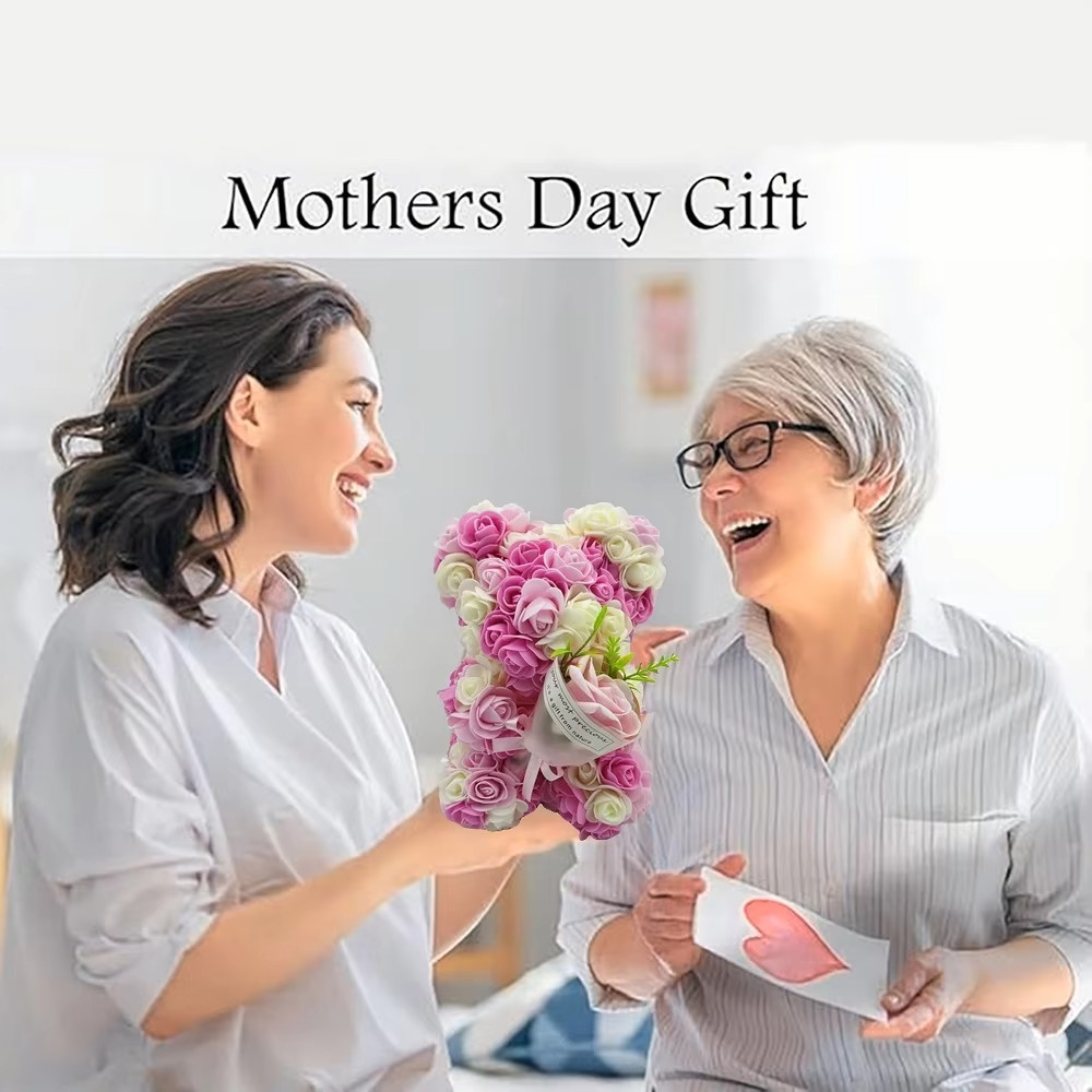 1 Piece Artificial Rose Bear with Hand Corsage, Mother Day Gift