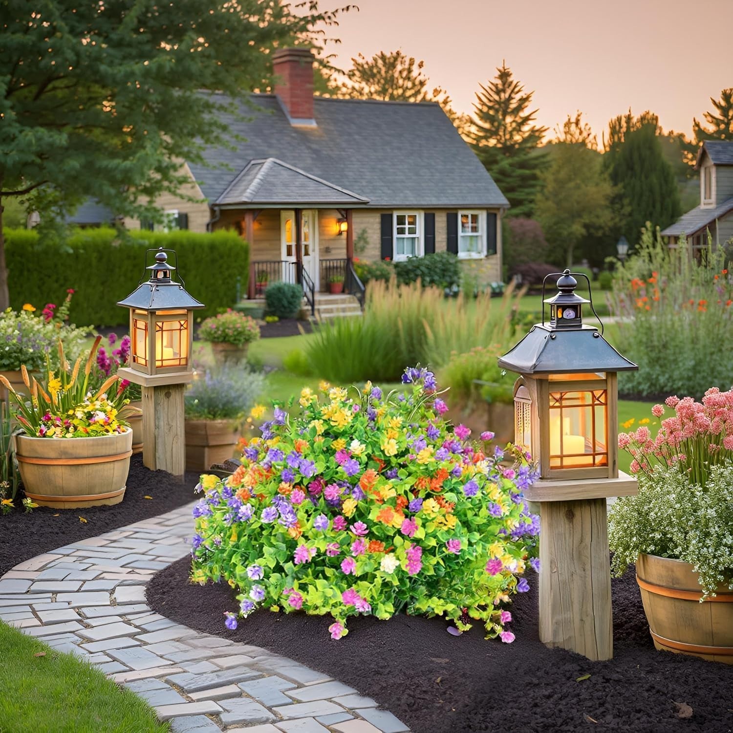 Vibrant Multi-Color Outdoor Flowers – 12 Bundles, Perfect for -Round Beauty