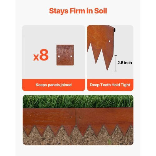 Corten Steel Landscape Edging, 6-Pack 40 x 6 Inch Metal Edging for Landscaping w