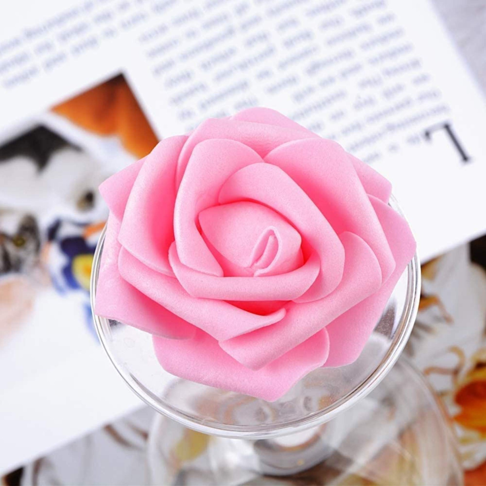 Artificial Foam Roses – Real Touch Pink Roses with Stems (Latex Foam)