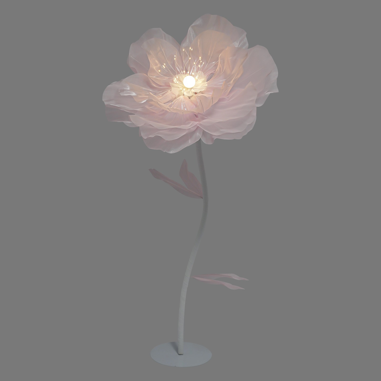 Auto-Open Artificial Flower with LED Light Green Floral Decor For Wedding Party