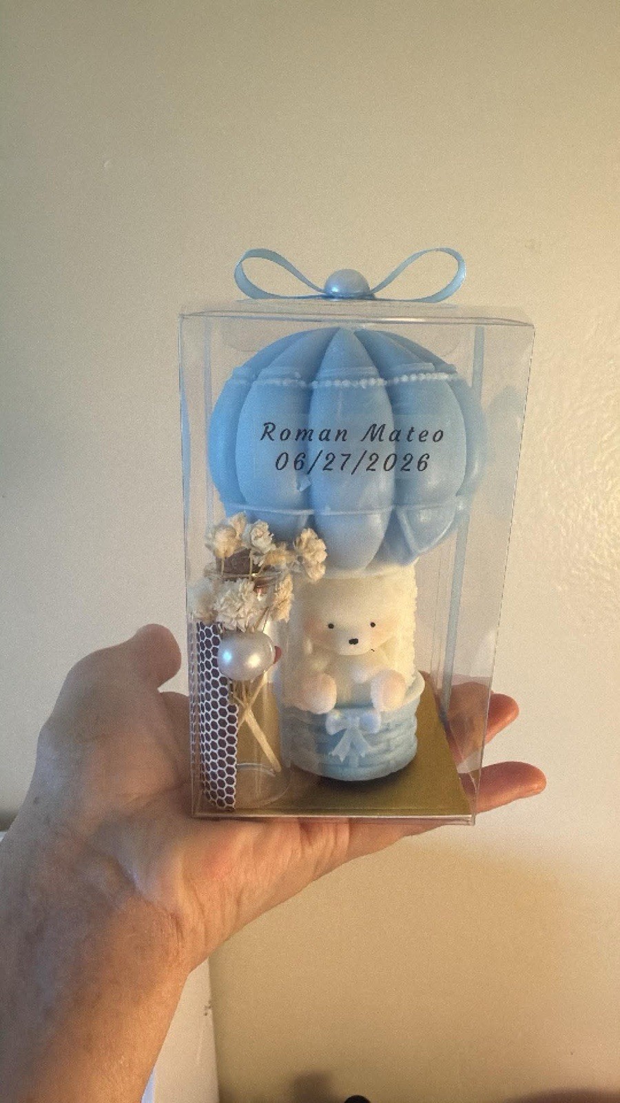 Personalized Baby Shower Decoration Blue & White Artificial Arrangement