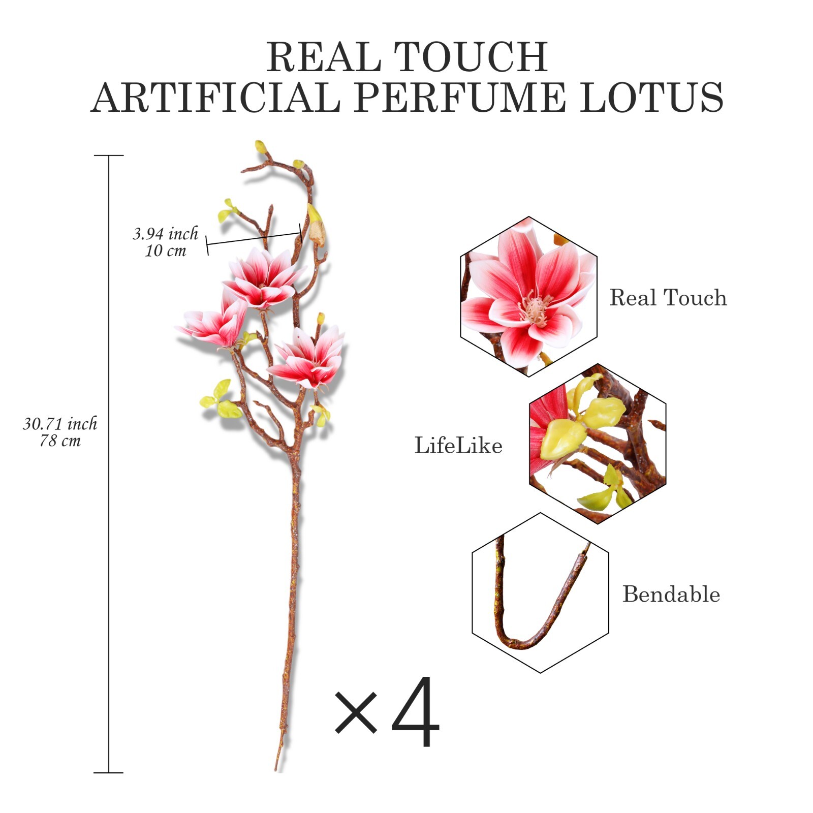 10-Stem Artificial Greenery Set.Magnolia Lotus & Eucalyptus.DIY Projects.