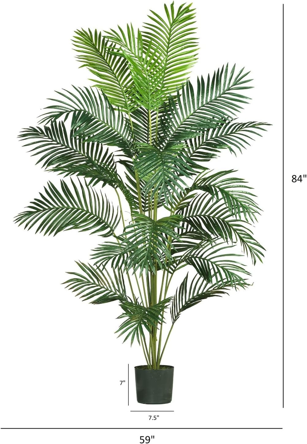7 Ft Artificial Paradise Palm Tree with Nursery Pot | 21 Feathery Fronds, Realis