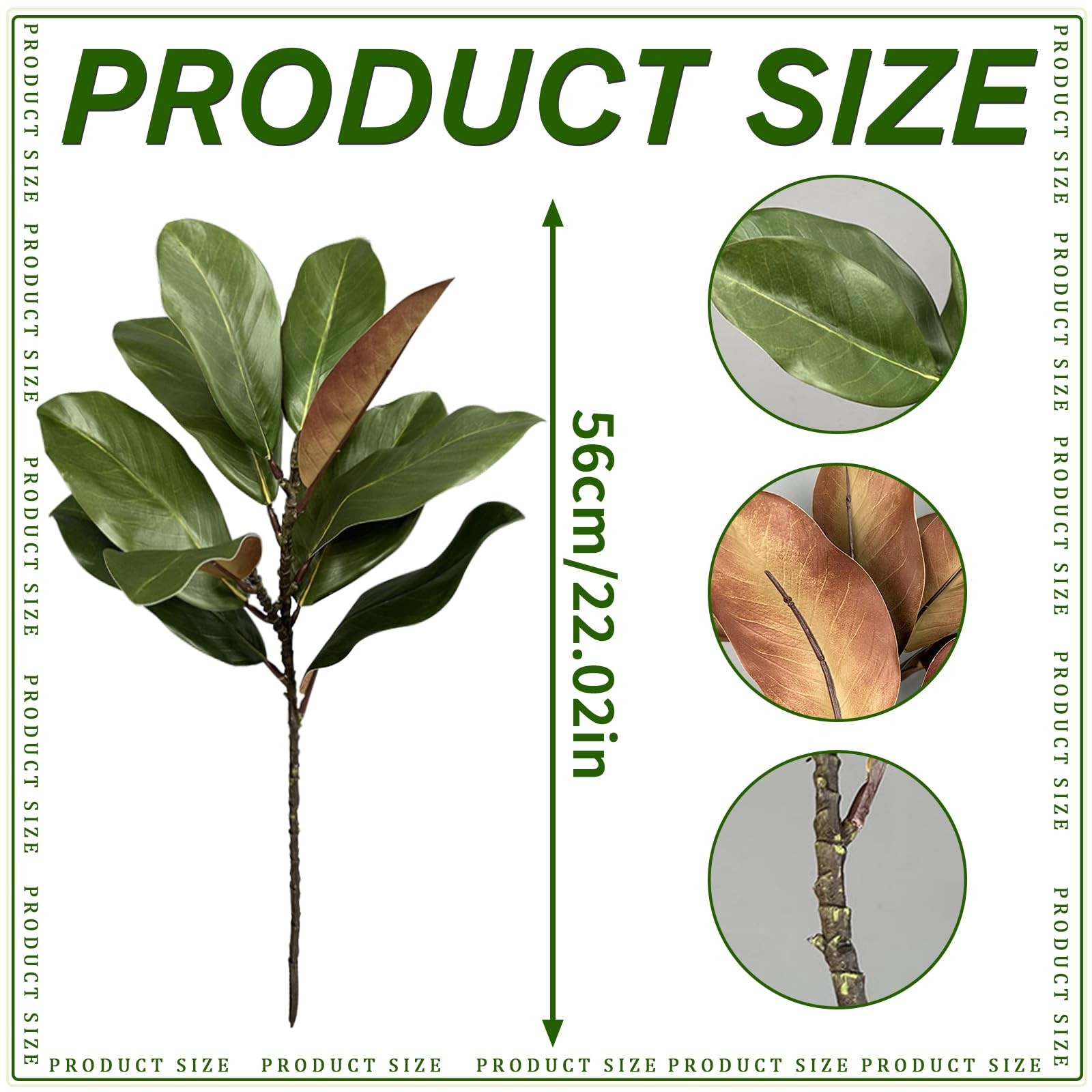 Lovmeety 4Pcs Artificial Magnolia Leaves with Stems Fake Magnolia Leaf Branch…