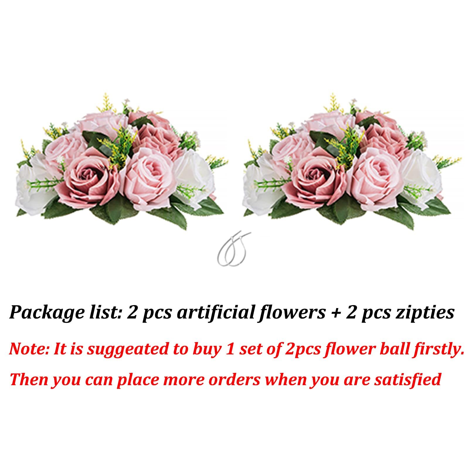 Flower Centerpieces for Tables Wedding 2 Pcs Fake Flowers Rose Arrangement Bo…