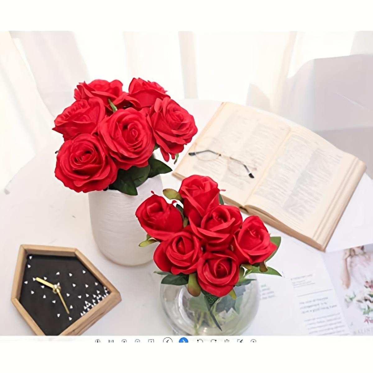 12pcs Realistic Artificial Rose Bouquet for Weddings, Birthdays, and More for Fl